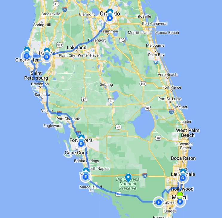 Florida coast to coast road trip